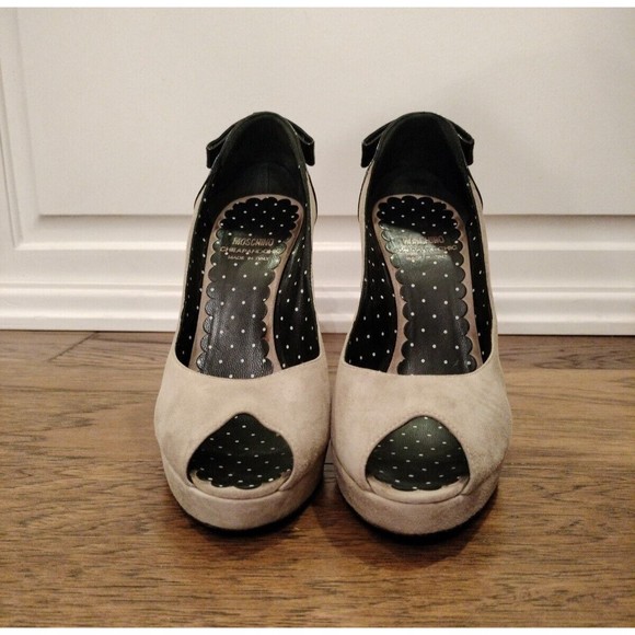 Moschino Size 7.5 Cheap and Chic Peep Toe Heels Suede & Patent Leather Italy - Picture 4 of 16